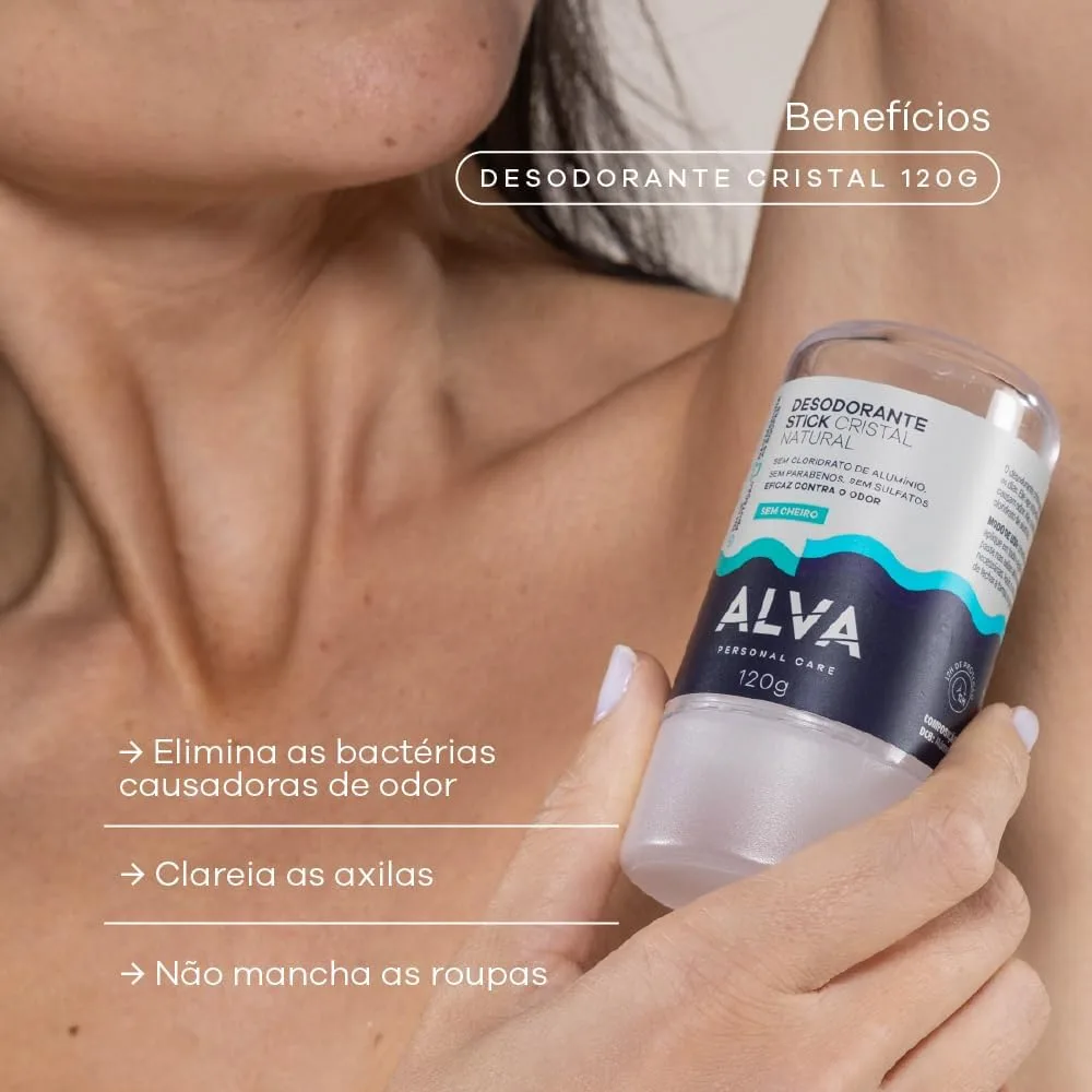 Alva Personal Care, Desodorante Stick Cristal, 120G, 15 achados incríveis