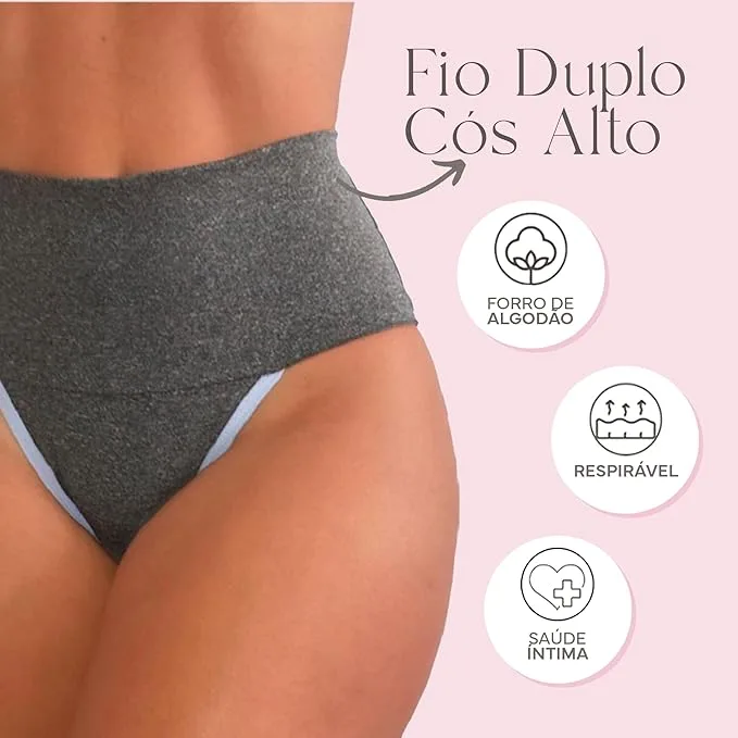 Kit 10 Calcinhas Femininas Cós Alto, cintura fina